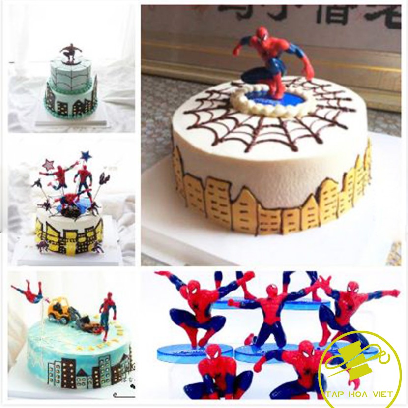 Bộ 7 mô hình siêu nhân người nhện trang trí bánh, topper cake