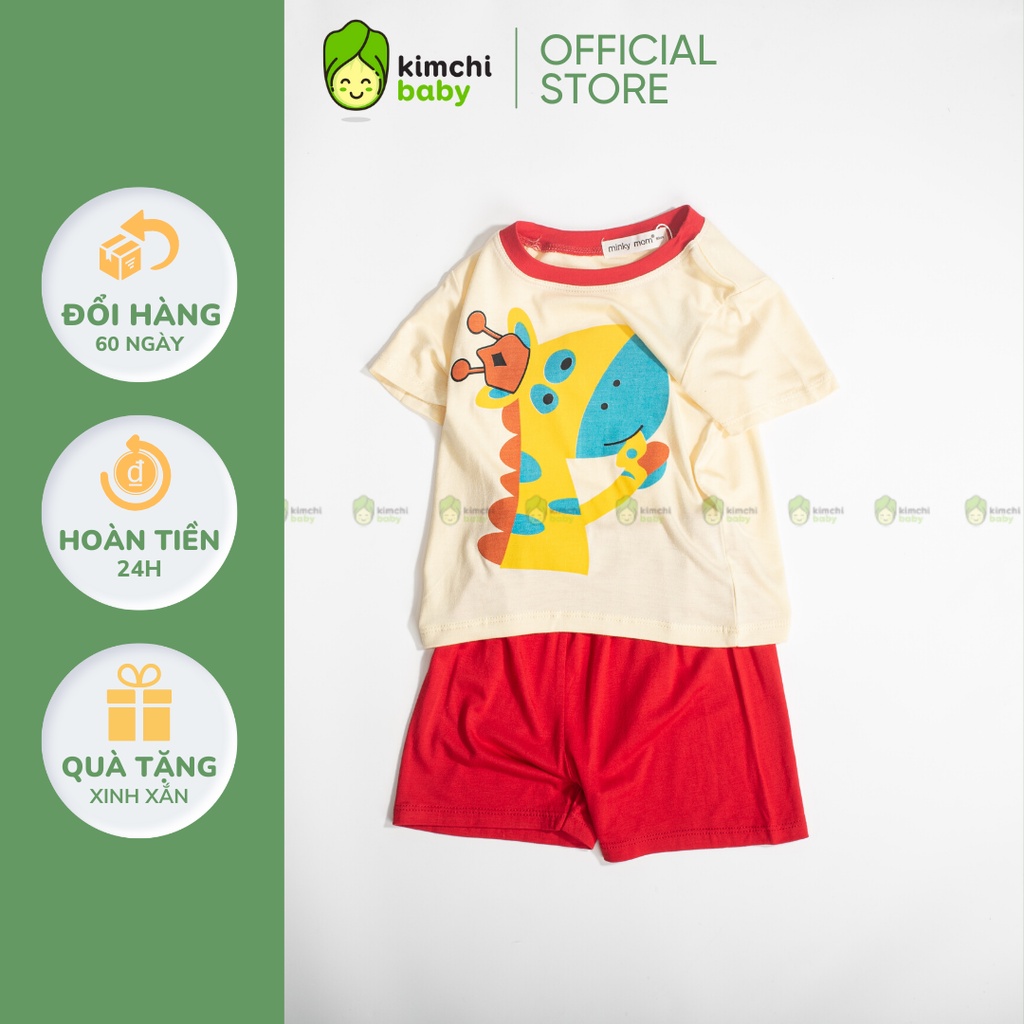 Đồ Bộ Bé Gái, Bé Trai Minky Mom Vải Thun Lạnh Hoạ Tiết Hươu Cao Cổ, Bộ Cộc Tay Mặc Nhà Cho Bé MKM2227