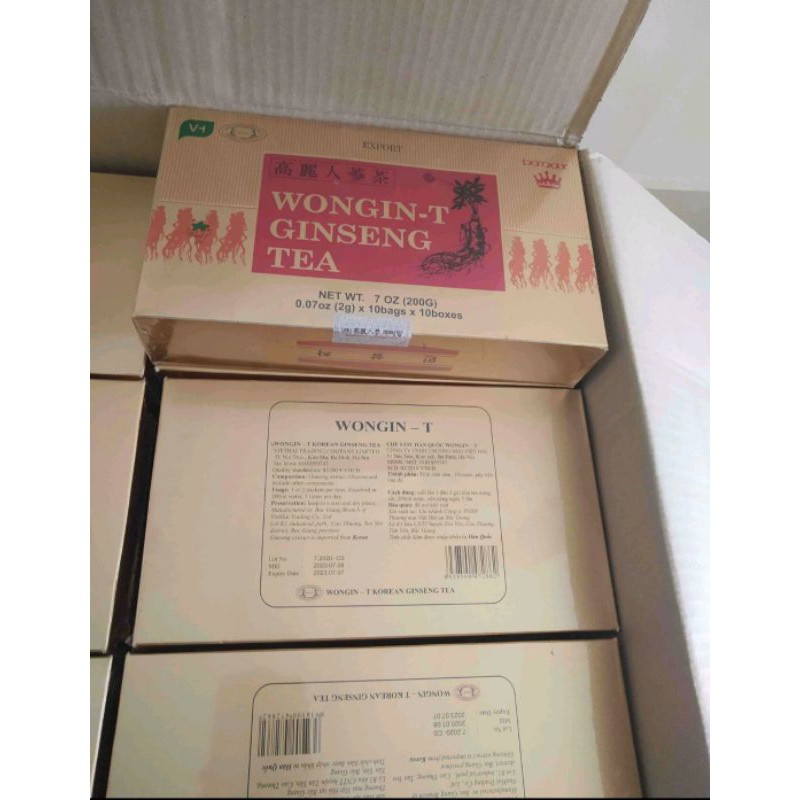Hộp nhỏ 10 gói trà sâm wongin-t dùng thử date 2023