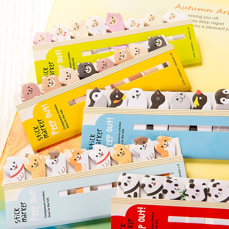 (Hàng Mới)  120 Tờ Sticky Note Hình Động Vật Đáng Yêu Giấy Nhớ Ghi Chú Đánh Dấu Tab Phân Trang