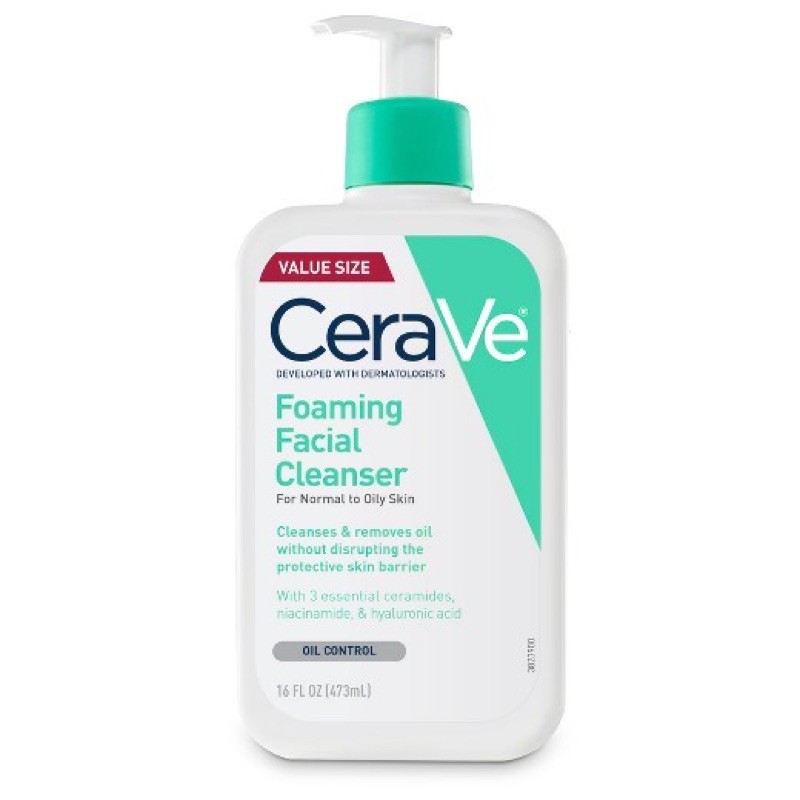 SỮA RỬA MẶT CERAVE FOAMING FACIAL CLEANSER FOR NORMAL TO OILY SKIN 473ML