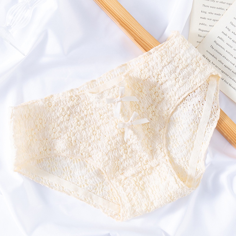 Quần Lót cotton Lưng Vừa Phối Ren Thoáng Khí Thoải Mái Cho Nữ