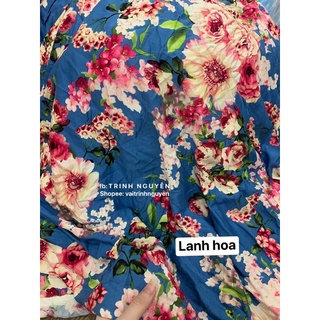Vải lanh hoa xanh (Khổ 1m5)