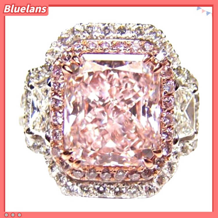 Nhẫn Đính Hôn Đính Đá Zircon Hình Vuông Đơn Giản 48h