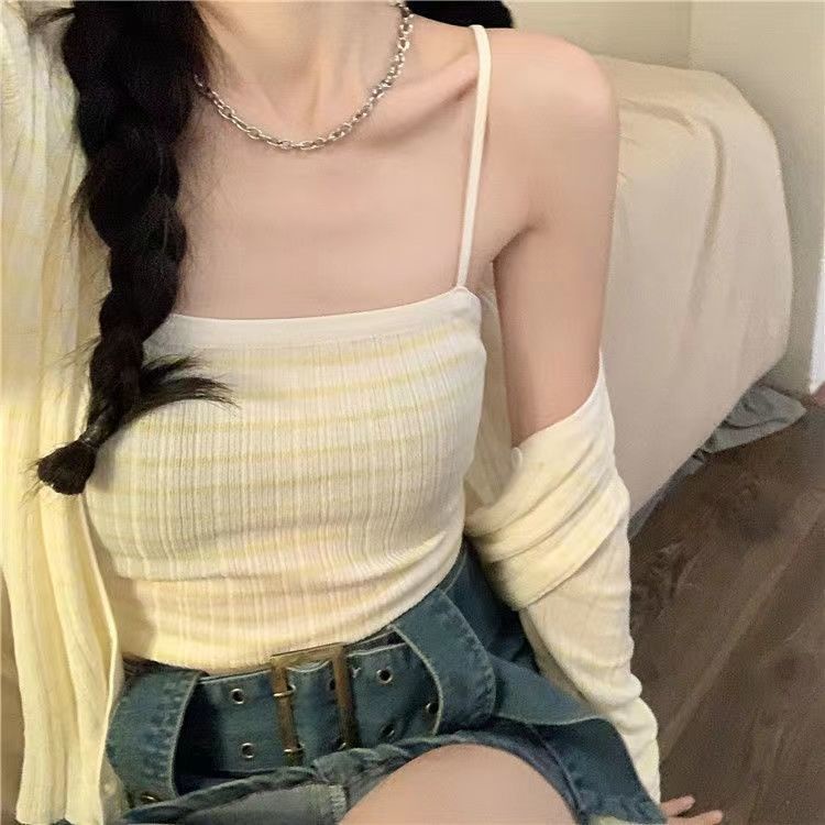 Set Áo 2 Dây + Khoác Dài Tay Sọc Ngang Smide Clothing