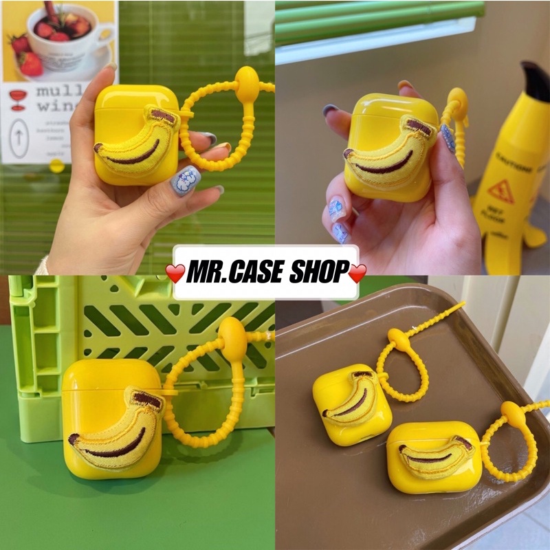 Case Airpods 1/2 Pro Vỏ Ốp Đựng Tai Nghe Hình Trái Chuối Vàng Silicon- Mr.Case Airpods