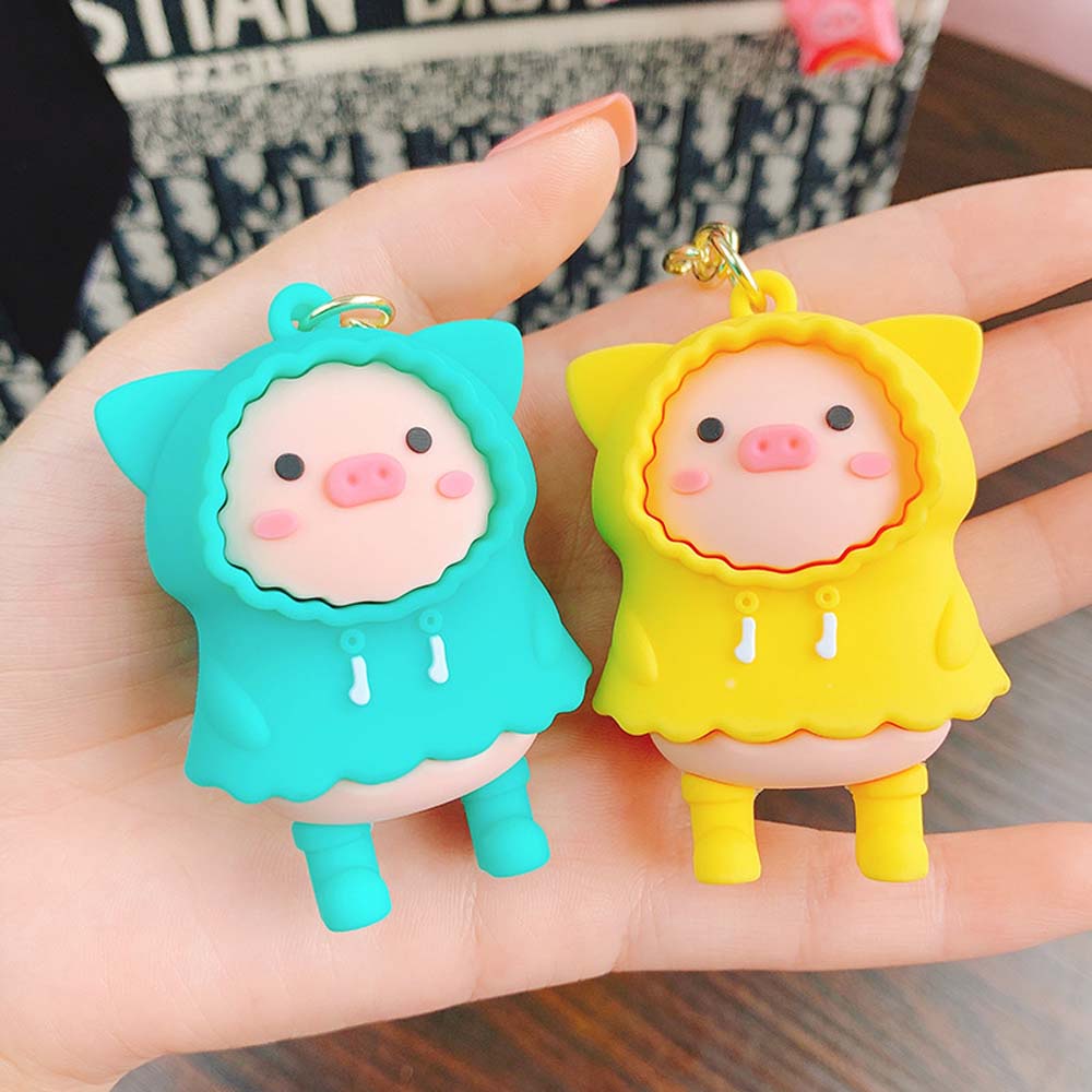 Móc Khóa Hình Chú Heo Mặc Áo Mưa Nhiều Màu Dễ Thương