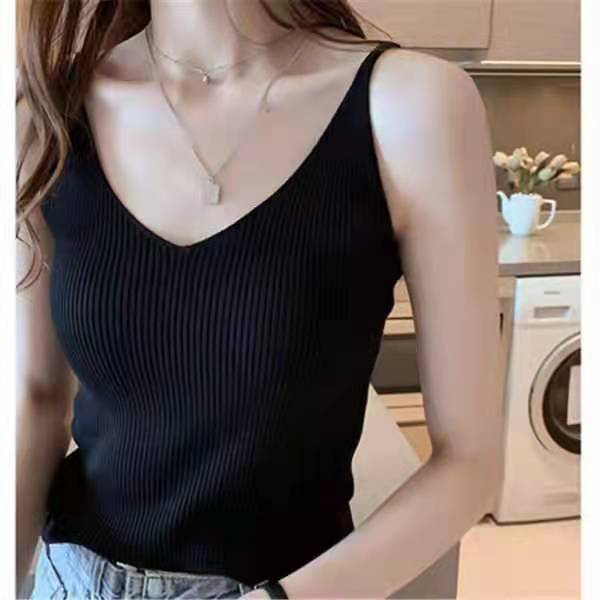 Áo Dệt Kim Hai Dây Cổ Chữ V Thời Trang Cho Nữ