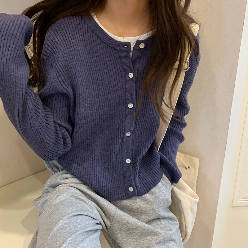 Áo khoác cardigan len nữ mỏng cổ tròn ulzzang Hàn Quốc -  AL07