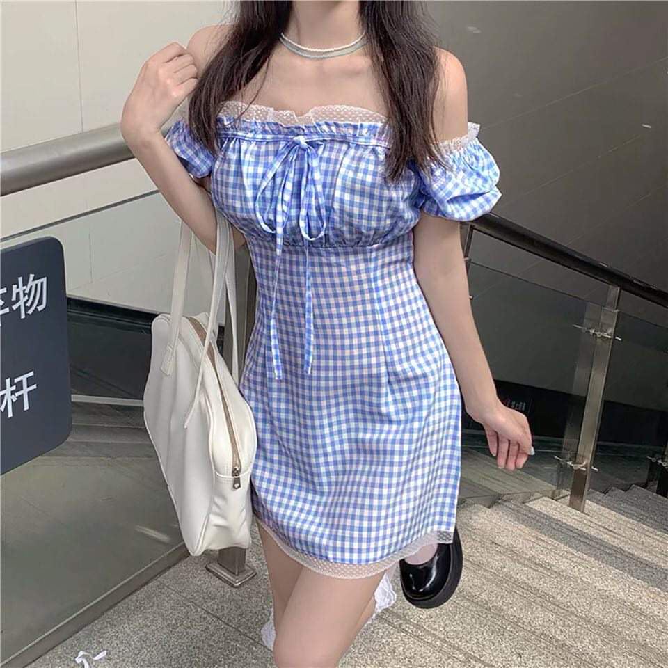 Đầm tay bồng xanh ulzzang nữ tính (ảnh thật ở cuối nha)