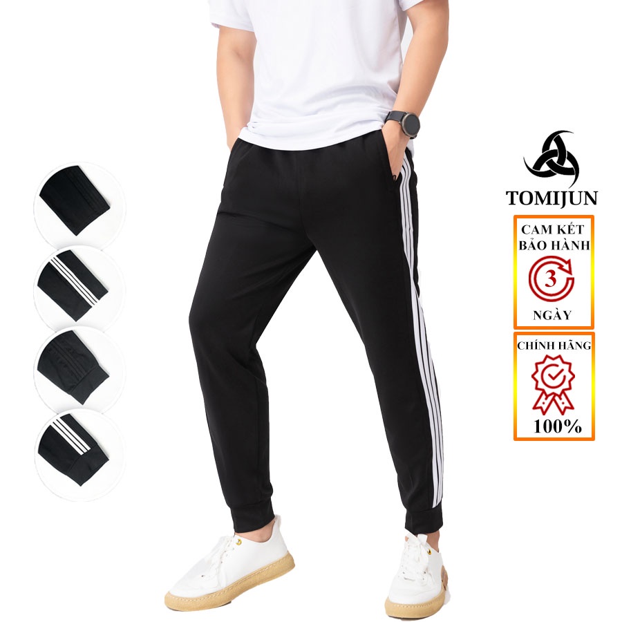 Quần thể thao nam nữ TOMIJUN SIÊU RẺ Quần thể dục 3 sọc, quần jogger Vải poly cao cấp dày đẹp, co giãn tối đa