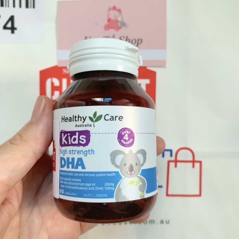 (Hiệu Qủa 100%) Viên uống bổ sung DHA cho Bé từ 4 tháng tuổi Healthy Care Kid’s High DHA 60 viên của Úc