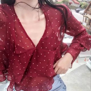 Áo voan chấm bị 2 lớp bèo