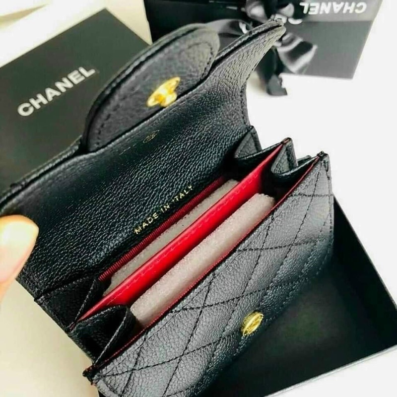 TNS-Ví ngắn cầm tay chần ô trám siêu hot Gift box-chất da cao cấp-màu đen khoá logo sang chảnh