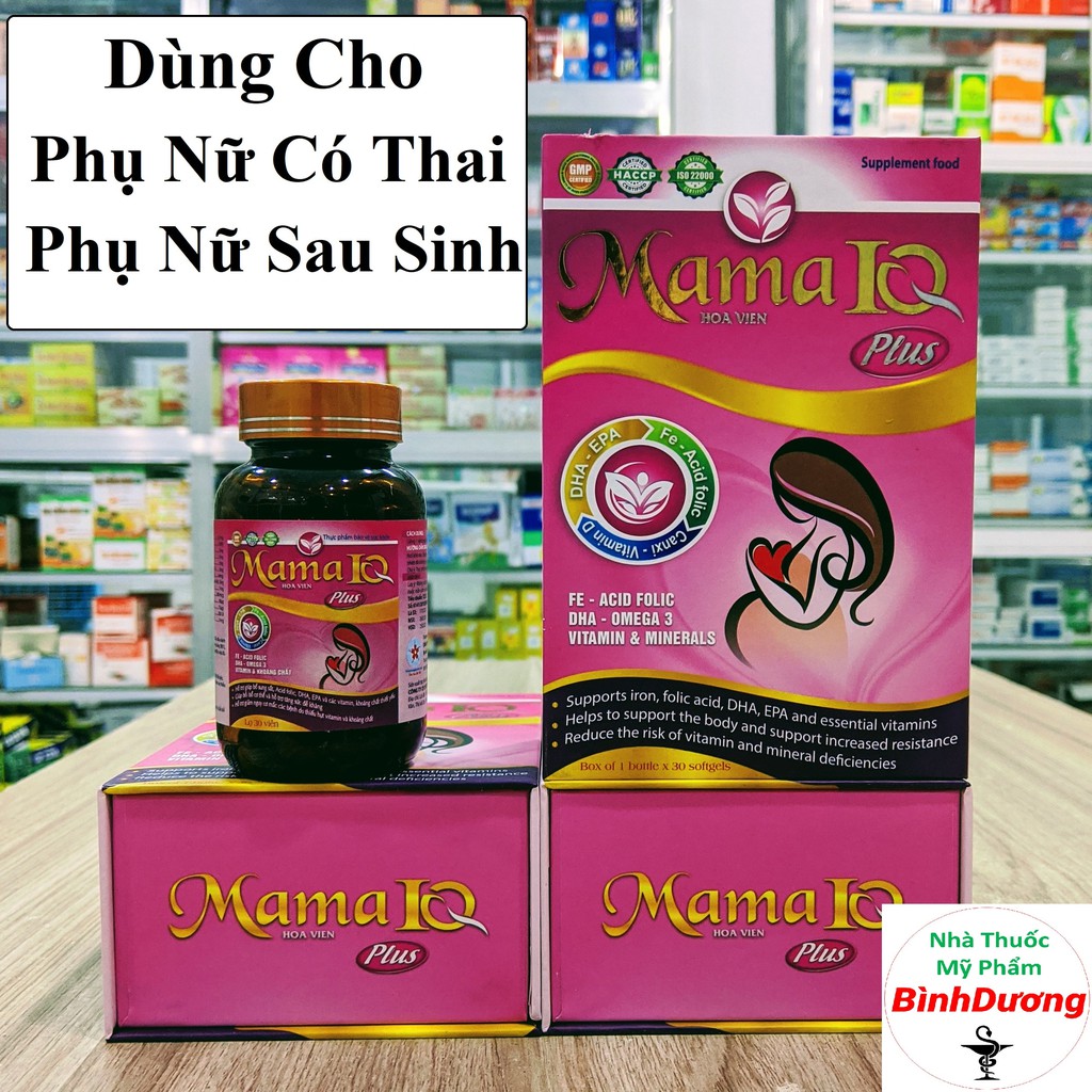 Mama IQ Plus - Bổ sung Sắt, Canxi, DHA, Omega 3 và các vitamin, khoáng chất thiết yếu cho phụ nữ có thai và sau sinh