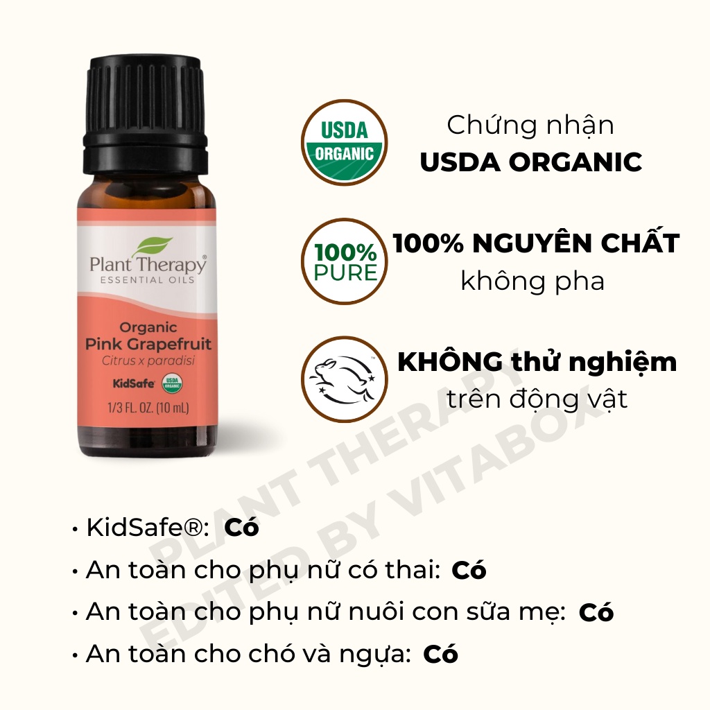 Plant Therapy - Tinh Dầu hữu cơ Vỏ Bưởi Hồng  - Organic Kidsafe essential oil