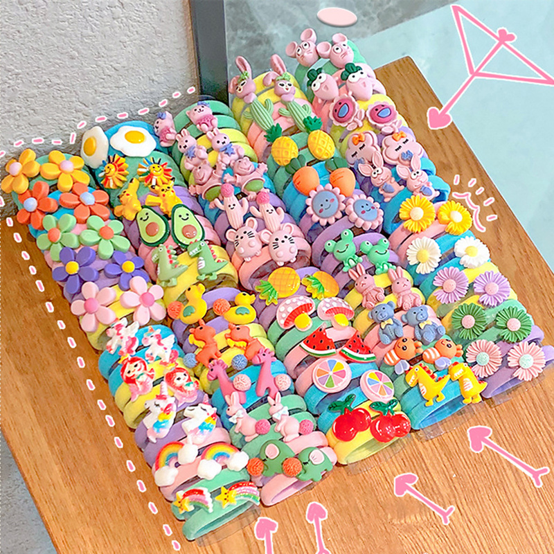 Set 10 dây buộc tóc Haimeikang nylon cao su co giãn hoạt hình dễ thương thời trang mới cho bé gái