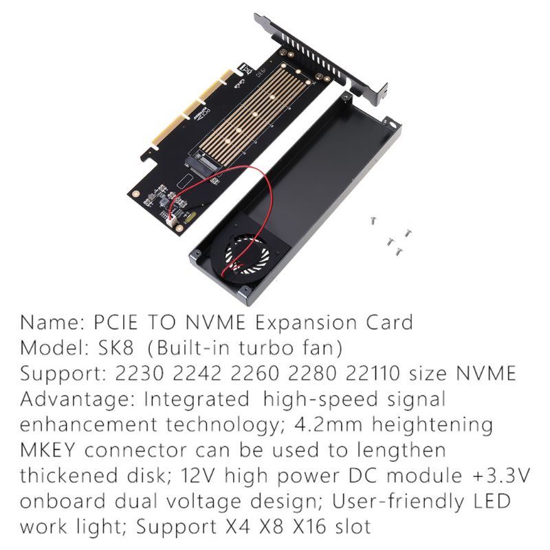 Quạt Tản Nhiệt 2230-22110 NVME Chuyển Đổi Sang PCIE3.0 GEN3 Cho Laptop M.2 NVME