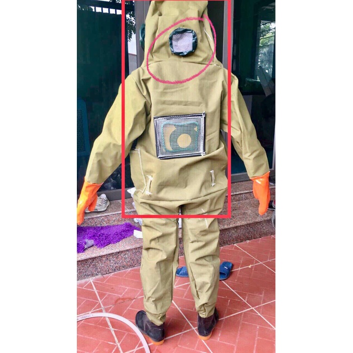 Bộ quần áo bắt ong rừng, ong vò vẽ bằng vải bò Trung Quốc