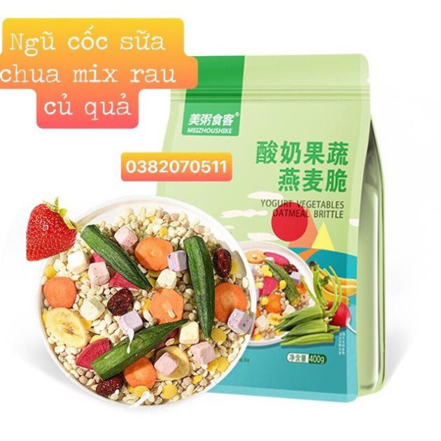 [Mua 3 tặng bát thìa-loại ngon] Ngũ Cốc Sữa Chua Mix Rau Củ Quả, Mix Hạt Giảm Cân Ăn Kiêng Gói 400g