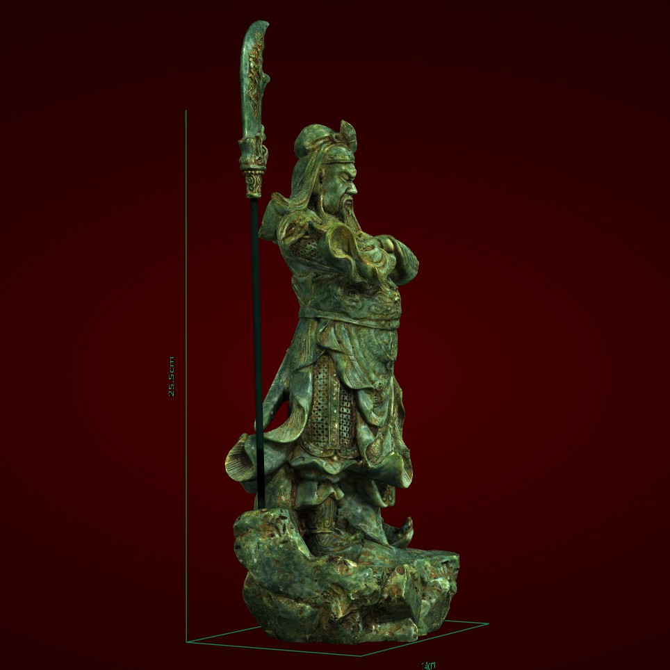 Tượng Quan Công màu xanh  -Xưởng E3D - Tượng trang trí - QC 043