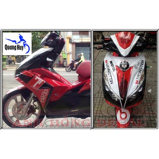 Tem trùm air blade đỏ trắng đen đời 2013-2014-2015, độ team trùm ab dán phủ dàn áo xe đỏ đen rẻ đẹp