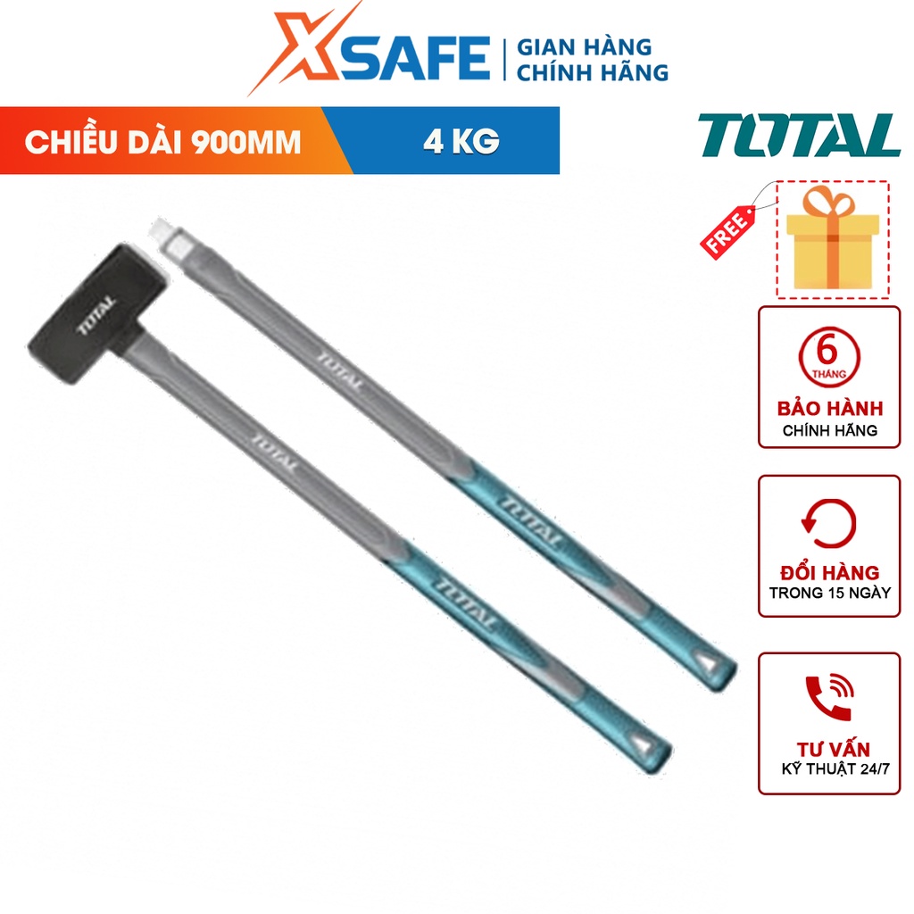 Búa tạ 4kg TOTAL THT720416, chiều dài 900mm, chất liệu thép carbon 45#, chịu nhiệt - chính hãng