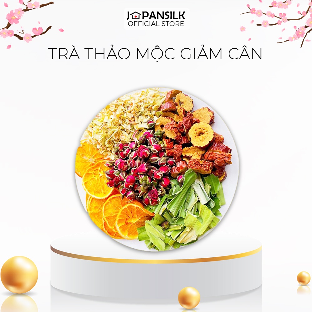 Trà thảo mộc giảm cân (gồm cam thái lát, nụ hồng, táo đỏ, lá dứa, sả)