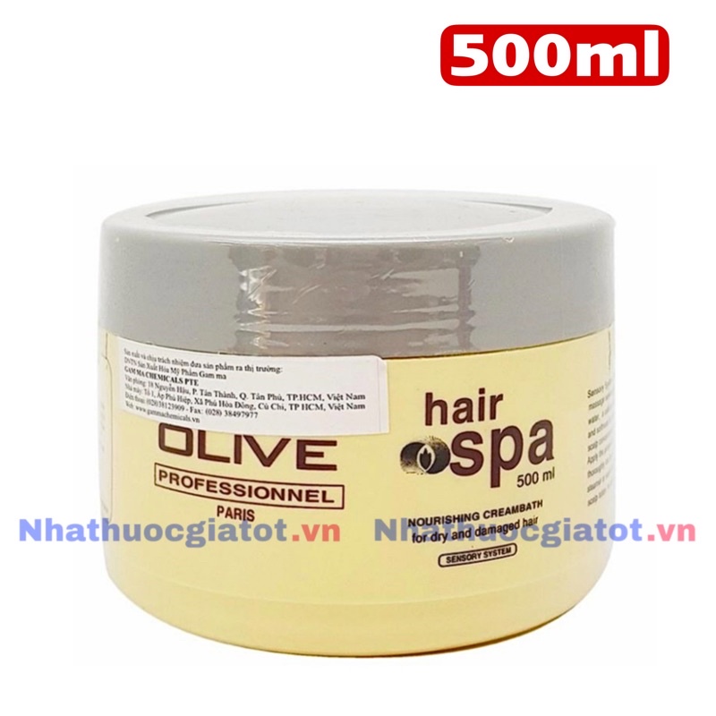 Kem Hấp Dầu OLIVE HAIR CREAM GAMMA Lọ 500ml Giúp Tóc Mềm Mượt Như Đi Spa