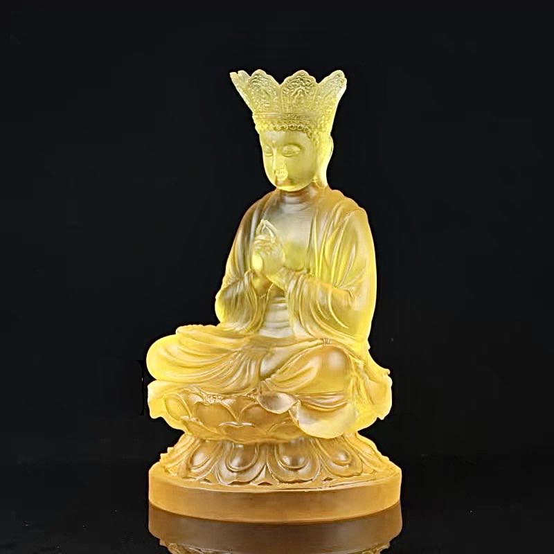 [PBMC]Tượng Đại Nhật Như Lai lưu ly 9'' - Vàng (Pho)