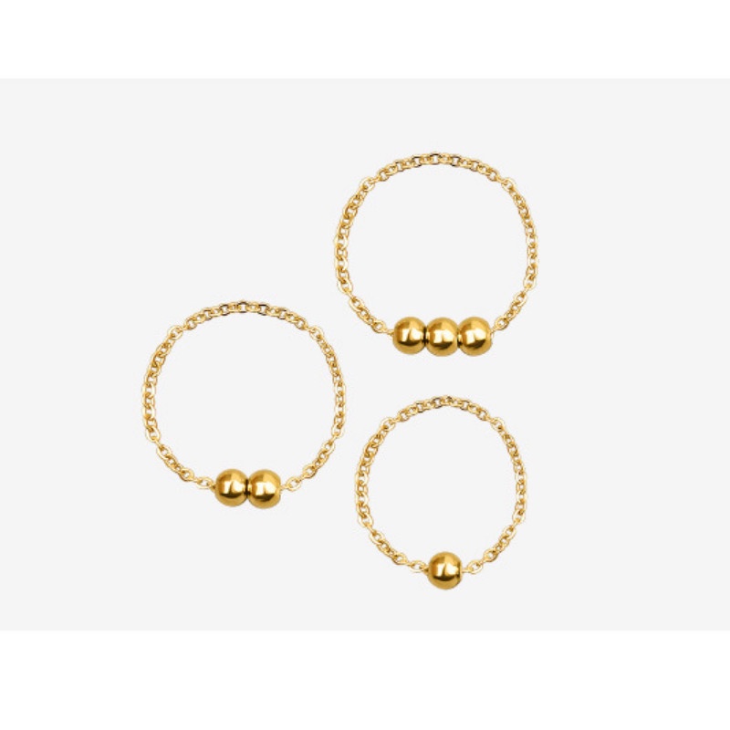 Nhẫn Kiểu Dây Hạt Bi Nhỏ Titan Ko Đen TT 4280