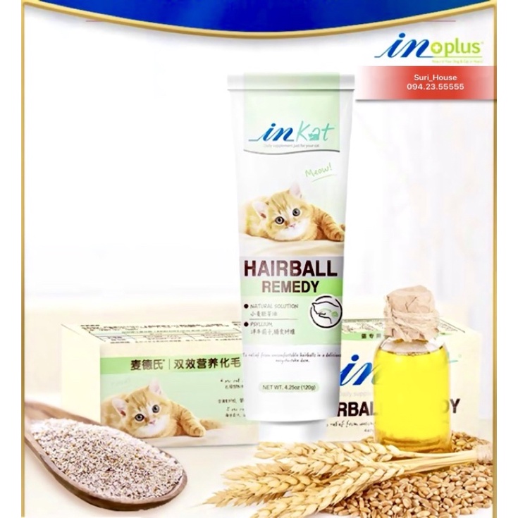 Gel tiêu búi lông InKat, phòng tránh tắc ruột và bệnh tật ở mèo