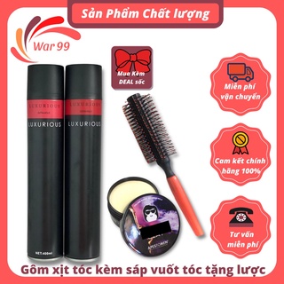 Gôm xịt tóc nam tạo kiểu giữ nếp LUXURIOUS kèm sáp vuốt tóc nam tặng lược