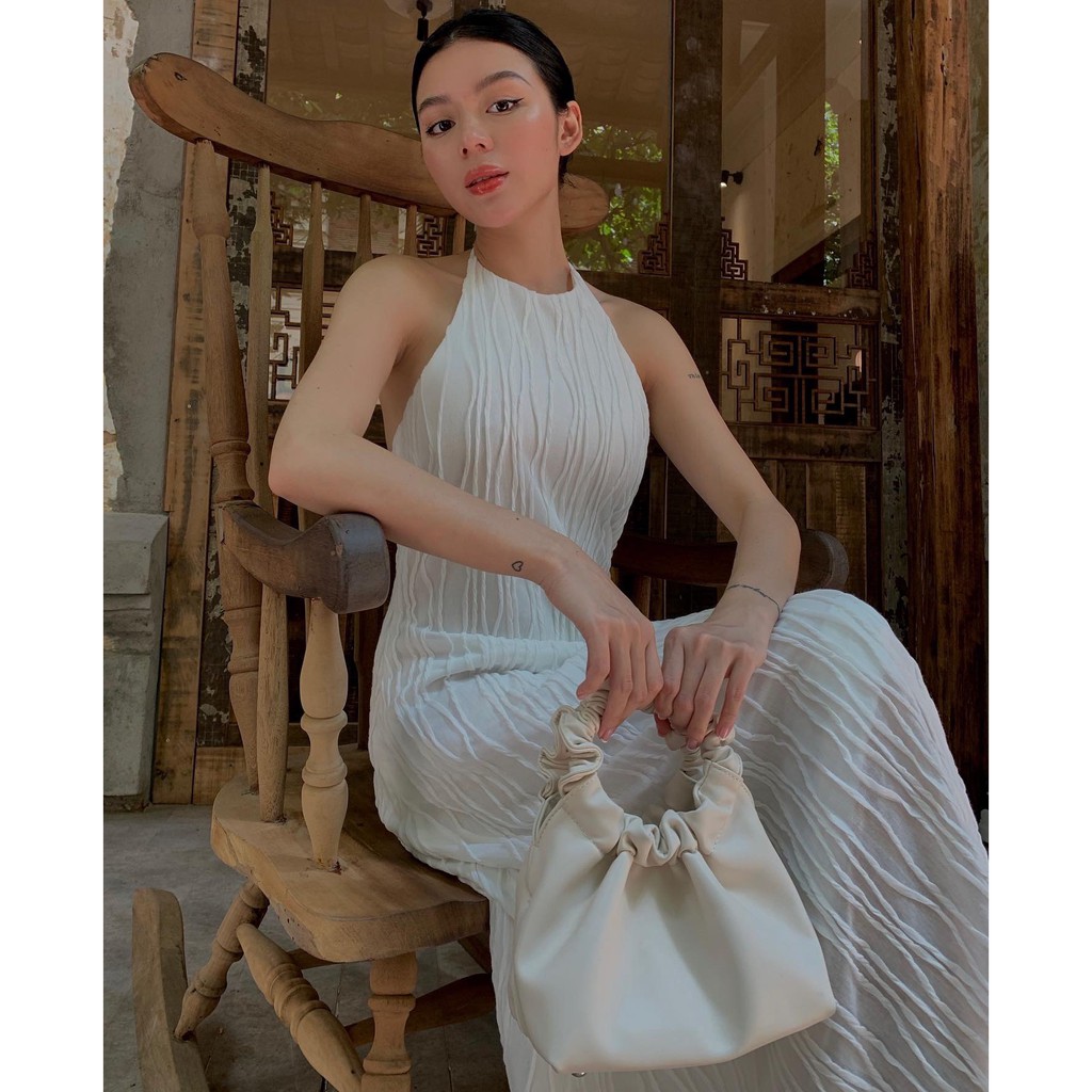 WHITELAZZ | Đầm yếm dáng suông màu trắng Lana Halterneck Dress