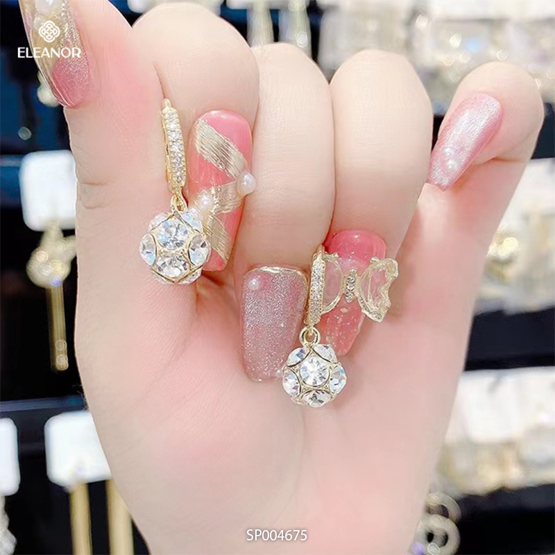 Bông tai nữ chuôi bạc 925 Eleanor Accessories hình tròn đính đá dáng thả phụ kiện trang sức 4675