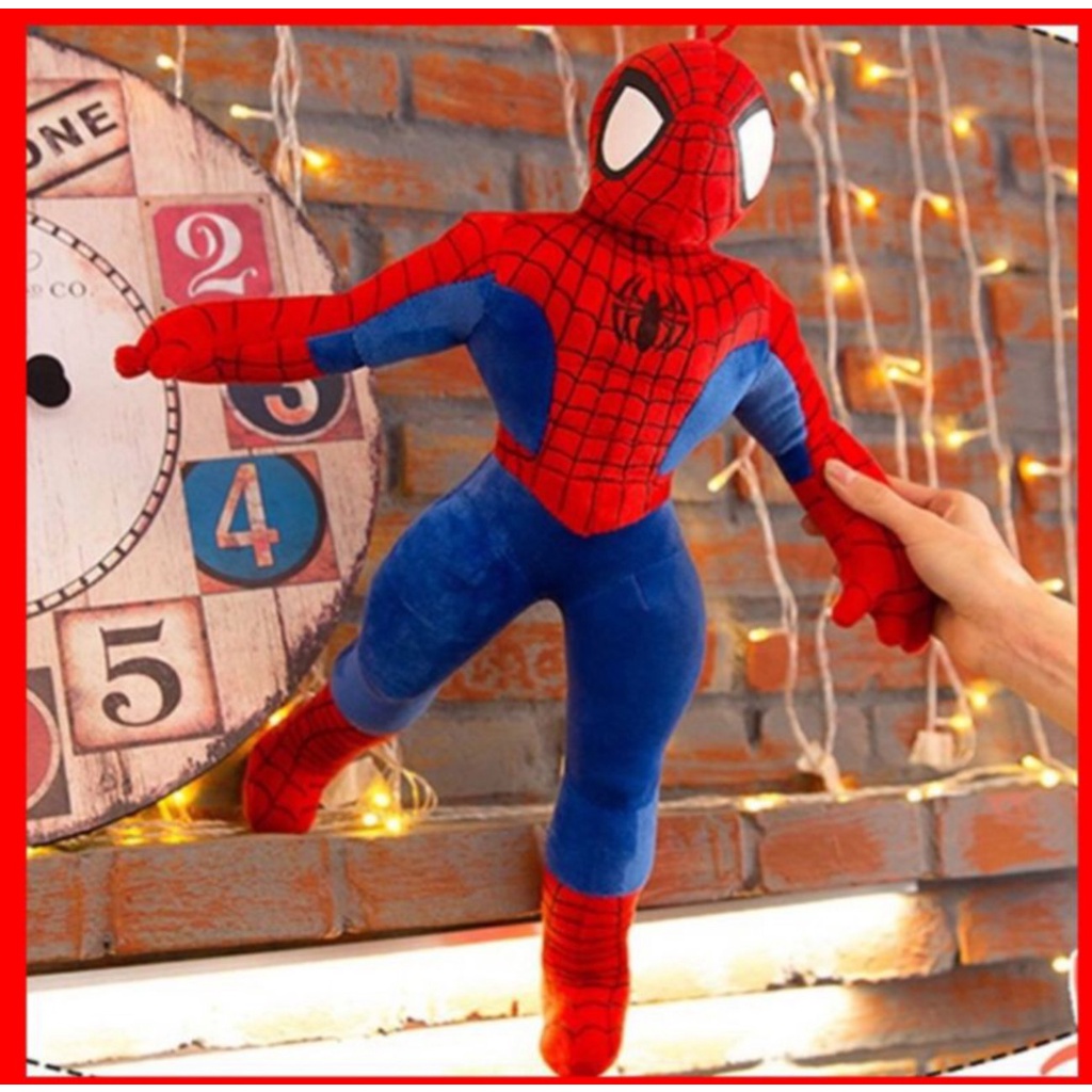 Thú bông Siêu nhân người nhện Spider Man to 100cm - Gấu bông, gối ôm người nhện nhồi bông siêu anh hùng vải nhung xịn xò