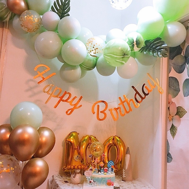 Dây Cờ Happy Birthday Mạ Đồng Trang Trí Tiệc Sinh Nhật