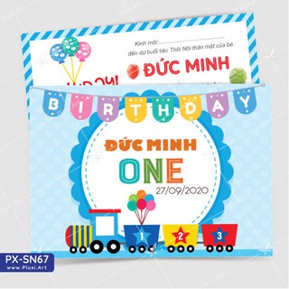 Thiệp thôi nôi –  Sinh nhật bé trai, in theo yêu cầu Pluxi (PX_SN67)
