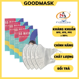 Khẩu trang y tế kháng khuẩn 5D mask famapro hộp 10 cái