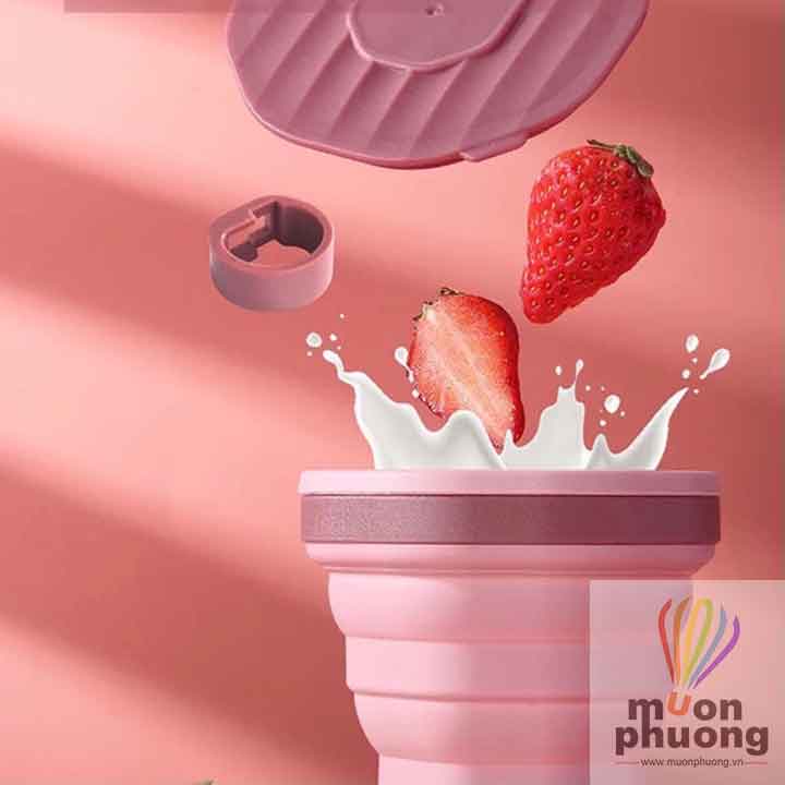 Ly uống nước 220ml silicone hình bát giác xếp gọn có tay cầm dã ngoại, du lịch hoặc sử dụng hàng ngày - MUÔN PHƯƠNG SHOP