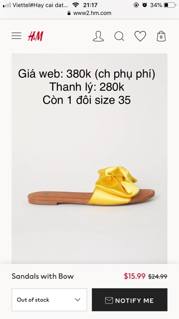 Thanh lý Dép nơ HM