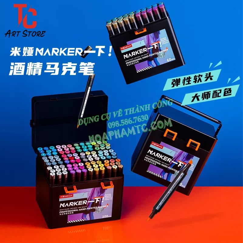 Bộ 60/80 Màu Marker Cao Cấp MIYA ( Professional hand-painted marker)