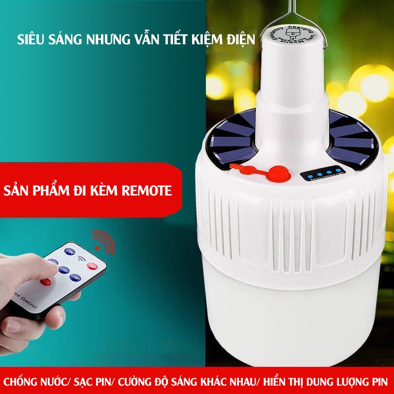 Đèn Tích Điện 100w Tặng Kèm Remote Gồm 4 Chế Độ Sáng Năng Lượng Mặt Trời