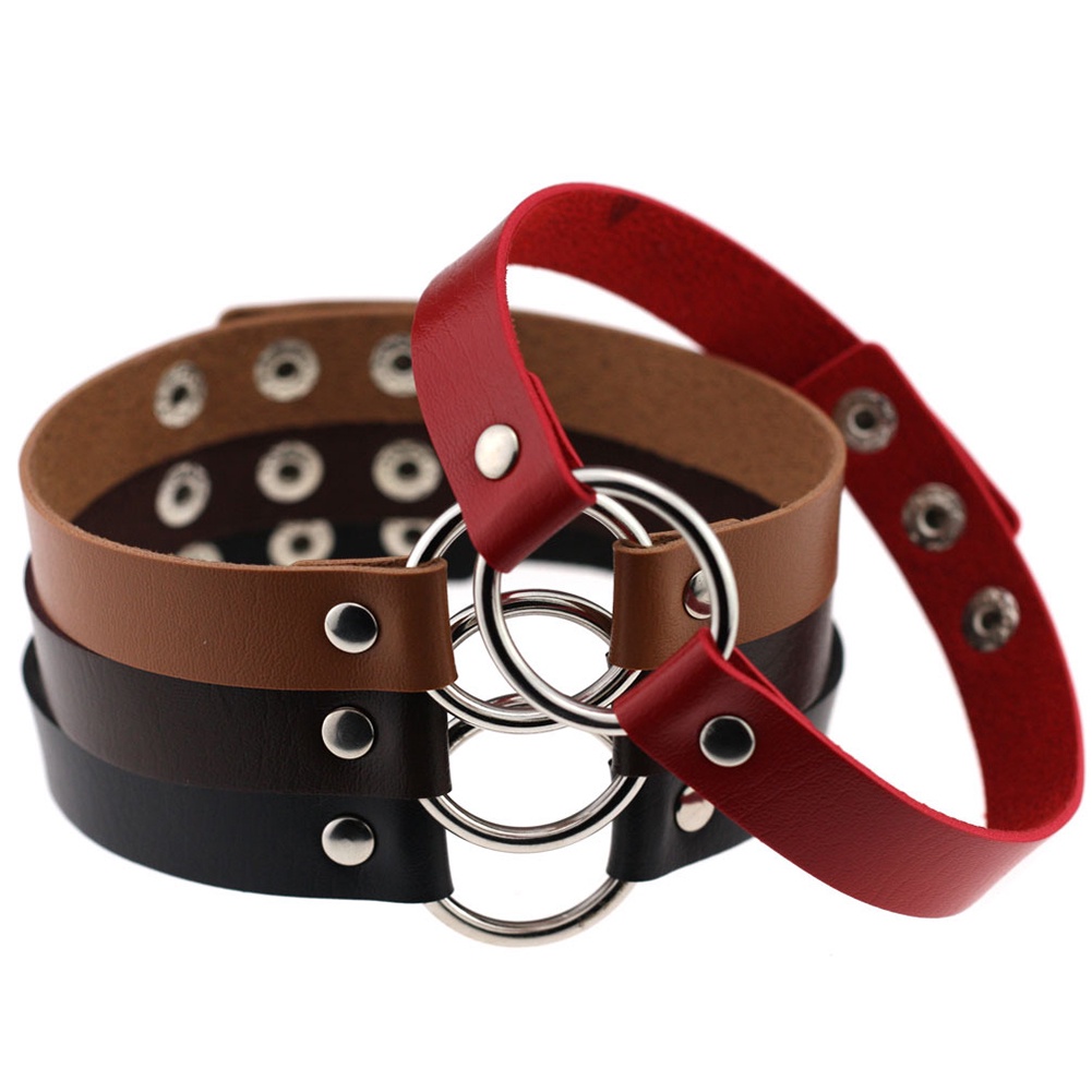 Vòng Cổ Choker Giả Da Viền Đinh Tán Tròn Thời Trang