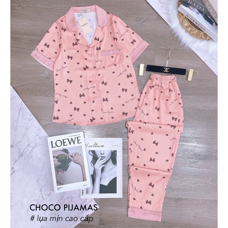 các bộ lụa ngắn tay hãng sam choco hoạ tiết trang nhã đẹp chuẩn ảnh