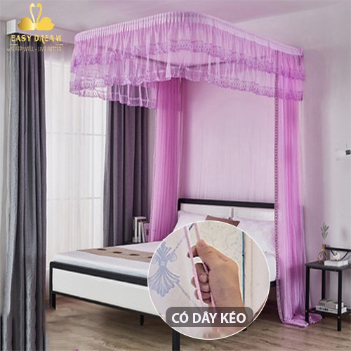 Màn khung không khoan tường , mùng ngủ cao cấp EASY DREAM ,cao 2m25 có 2 cửa chống muỗi ,decor trang trí siêu đẹp