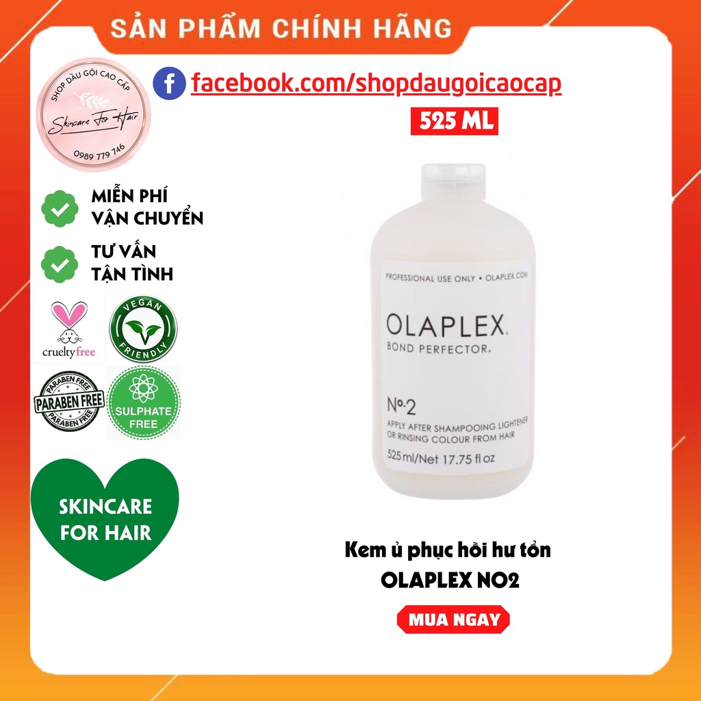 Kem phục hồi hư tổn Olaplex No2 dung tích 525ml dành cho tóc khô xơ, hóa chất