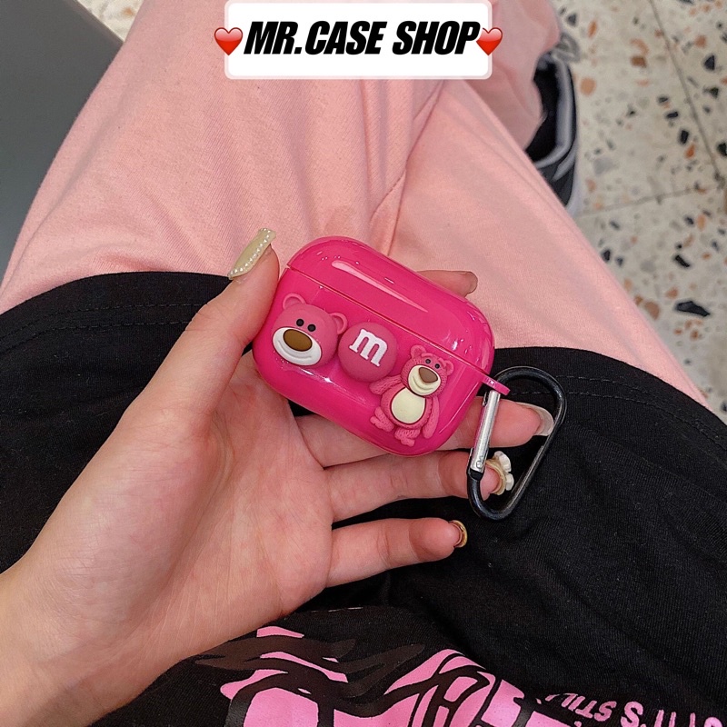 Case Airpods 1/2 /Pro Vỏ Ốp Tai Nghe Hình Gấu Hồng Xinh Silicon Dẻo - Mr.Case AirPods