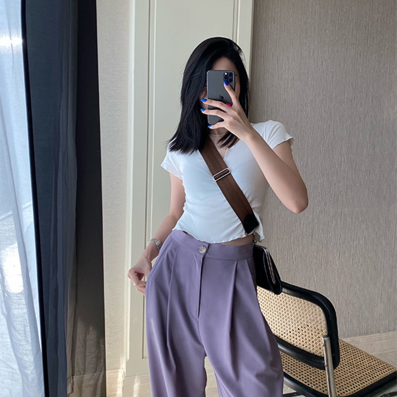 Áo Thun Nữ Croptop Cổ Chữ V Tay Ngắn Dáng Ôm Thời Trang Cá Tính Cho Nữ áo phông nữ JL-TX-83