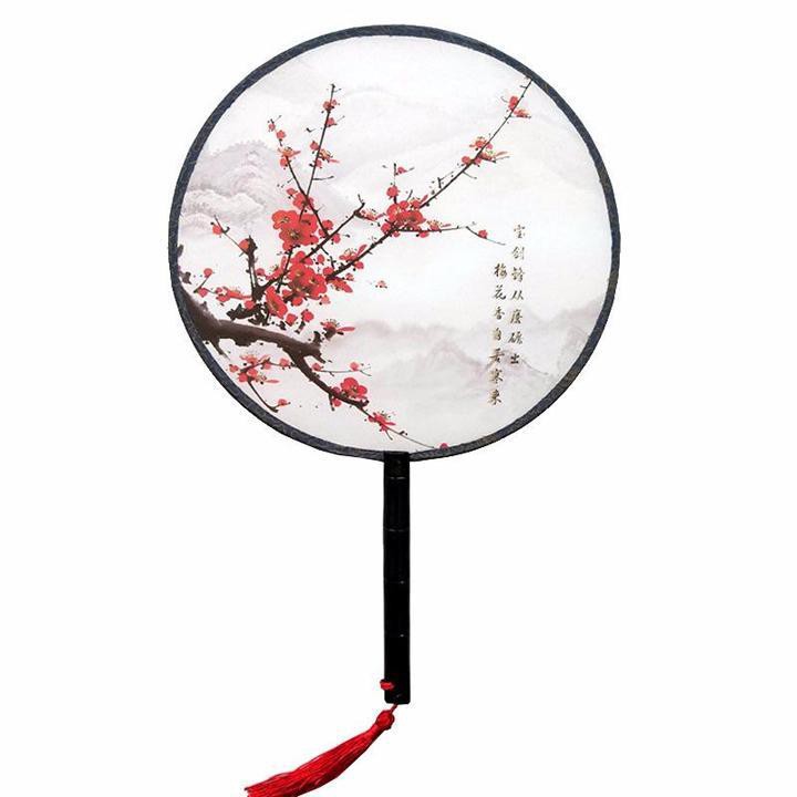 (52k) Quạt tròn cổ trang dây tuyến vải lụa quà tặng xinh xắn cosplay